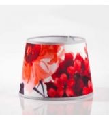 Stínítko CLASIC S 9241 s motivem červených květin E14 textilní pro stolní lampičku