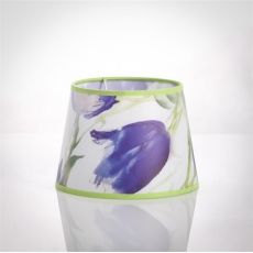 Stínítko s motivem modrých tulipánů E14 textilní pro stolní lampičku
