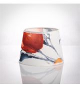 Stínítko s motivem oranžových tulipánů E14 textilní pro stolní lampičku
